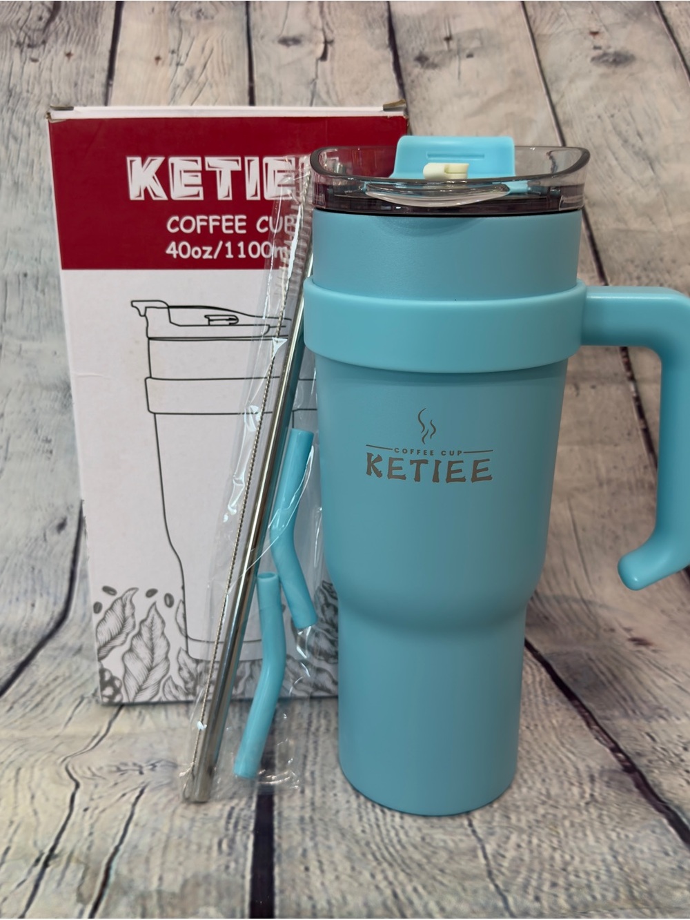 KETIEE Blue Travel Coffee Mug with Handle